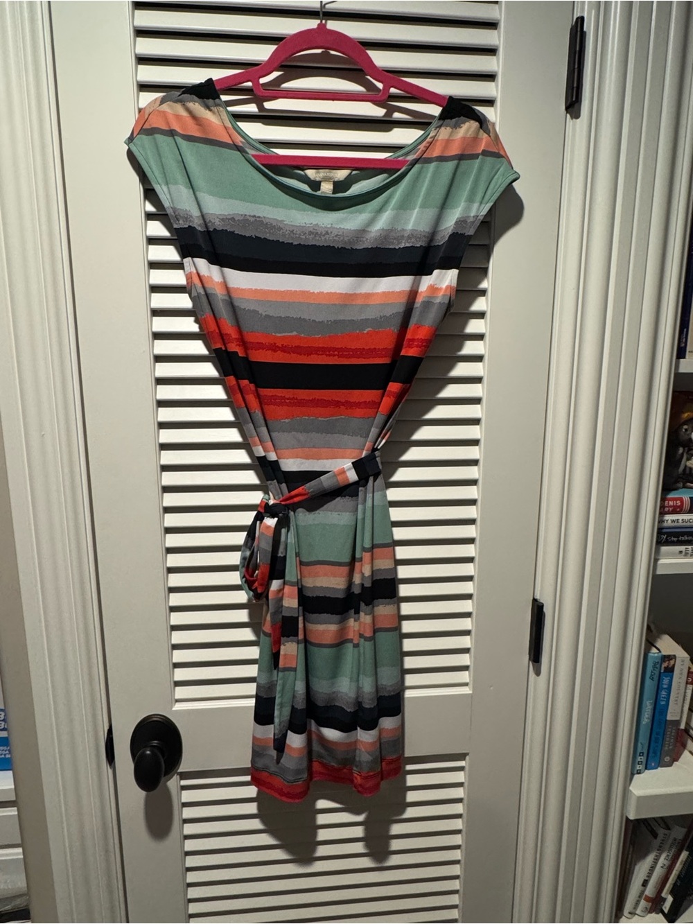 Banana Republic Striped Midi Dress in Mint, Coral, Navy, Gray